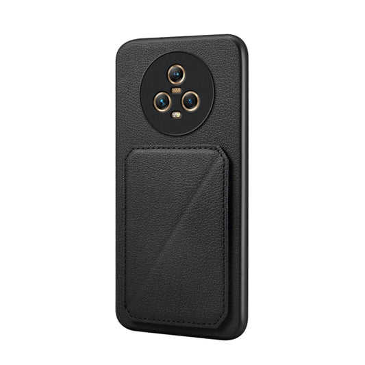 For Honor Magic5 5G D04 Calf Texture Dual Card Slot Holder Phone Case(Black)