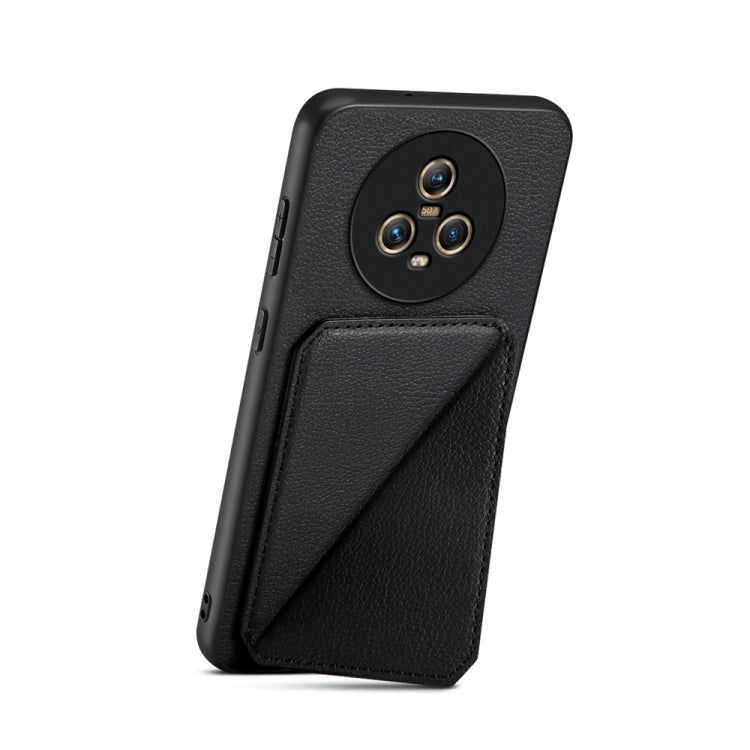 For Honor Magic5 5G D04 Calf Texture Dual Card Slot Holder Phone Case(Black)