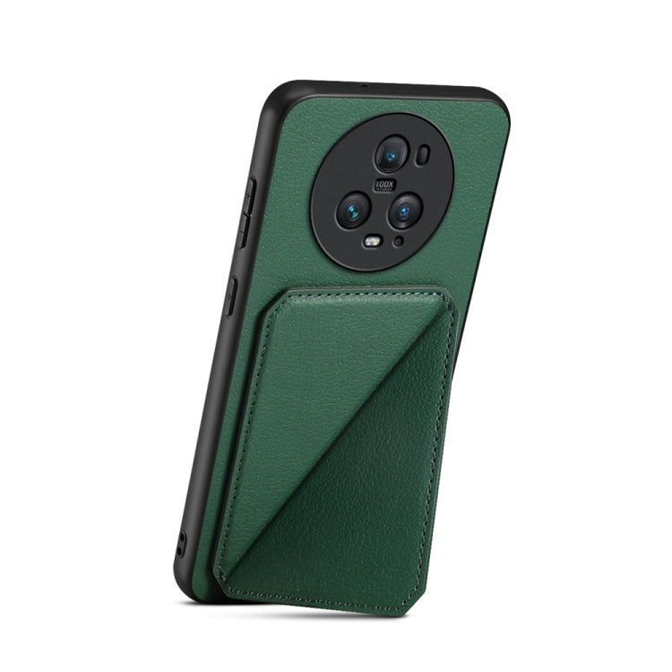 For Honor Magic5 Pro 5G D04 Calf Texture Dual Card Slot Holder Phone Case(Green)