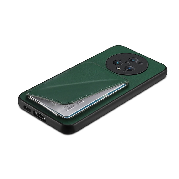 For Honor Magic5 Pro 5G D04 Calf Texture Dual Card Slot Holder Phone Case(Green)