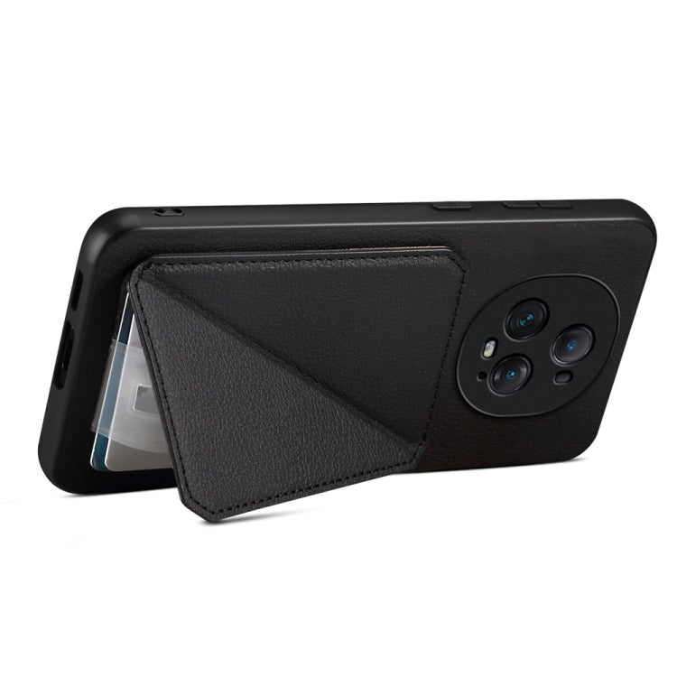 For Honor Magic5 Ultimate 5G D04 Calf Texture Dual Card Slot Holder Phone Case(Black)