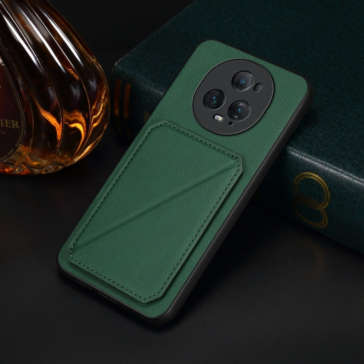 For Honor Magic5 Ultimate 5G D04 Calf Texture Dual Card Slot Holder Phone Case(Green)