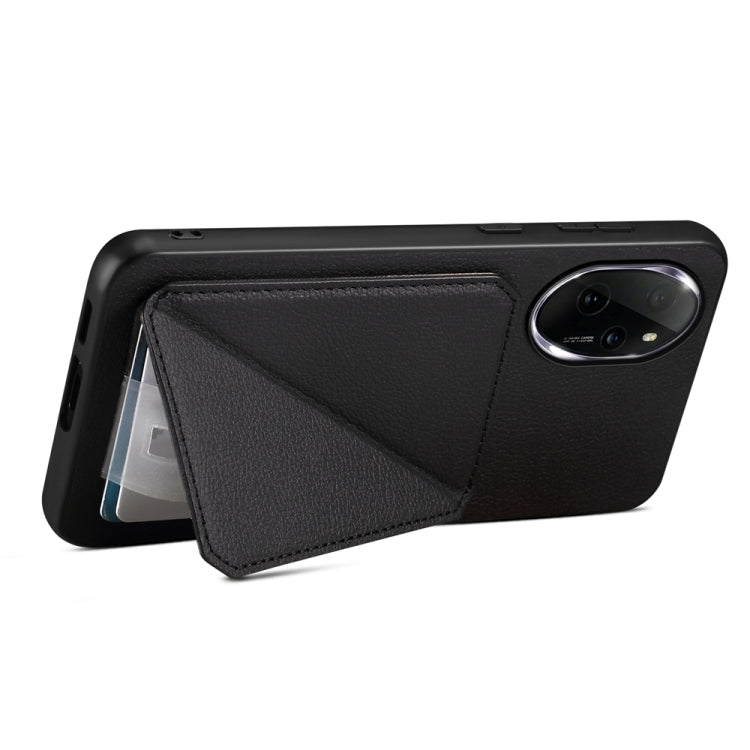 For Honor 100 Pro D04 Calf Texture Dual Card Slot Holder Phone Case(Black)