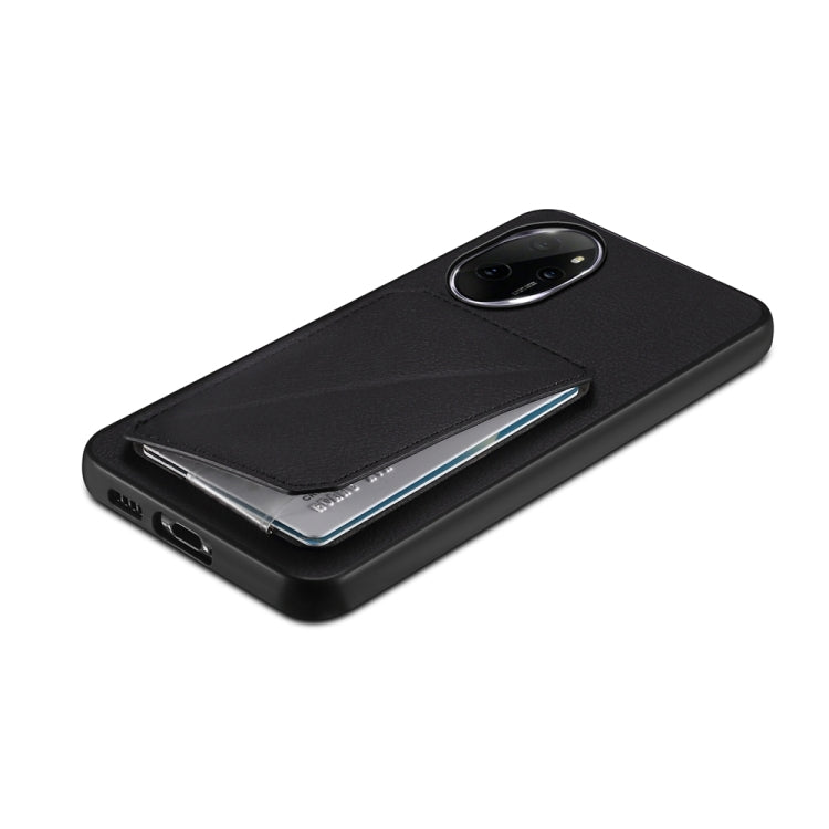 For Honor 100 Pro D04 Calf Texture Dual Card Slot Holder Phone Case(Black)