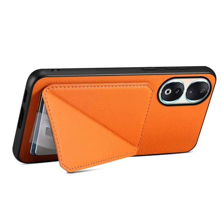 For Honor 90 D04 Calf Texture Dual Card Slot Holder Phone Case(Orange)