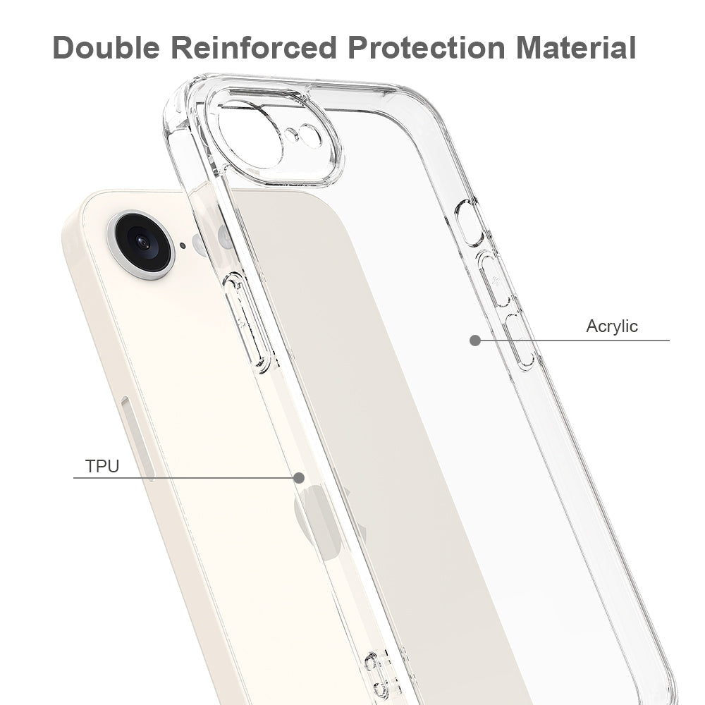For iPhone 16e Scratchproof Acrylic TPU Phone Case(Transparent)