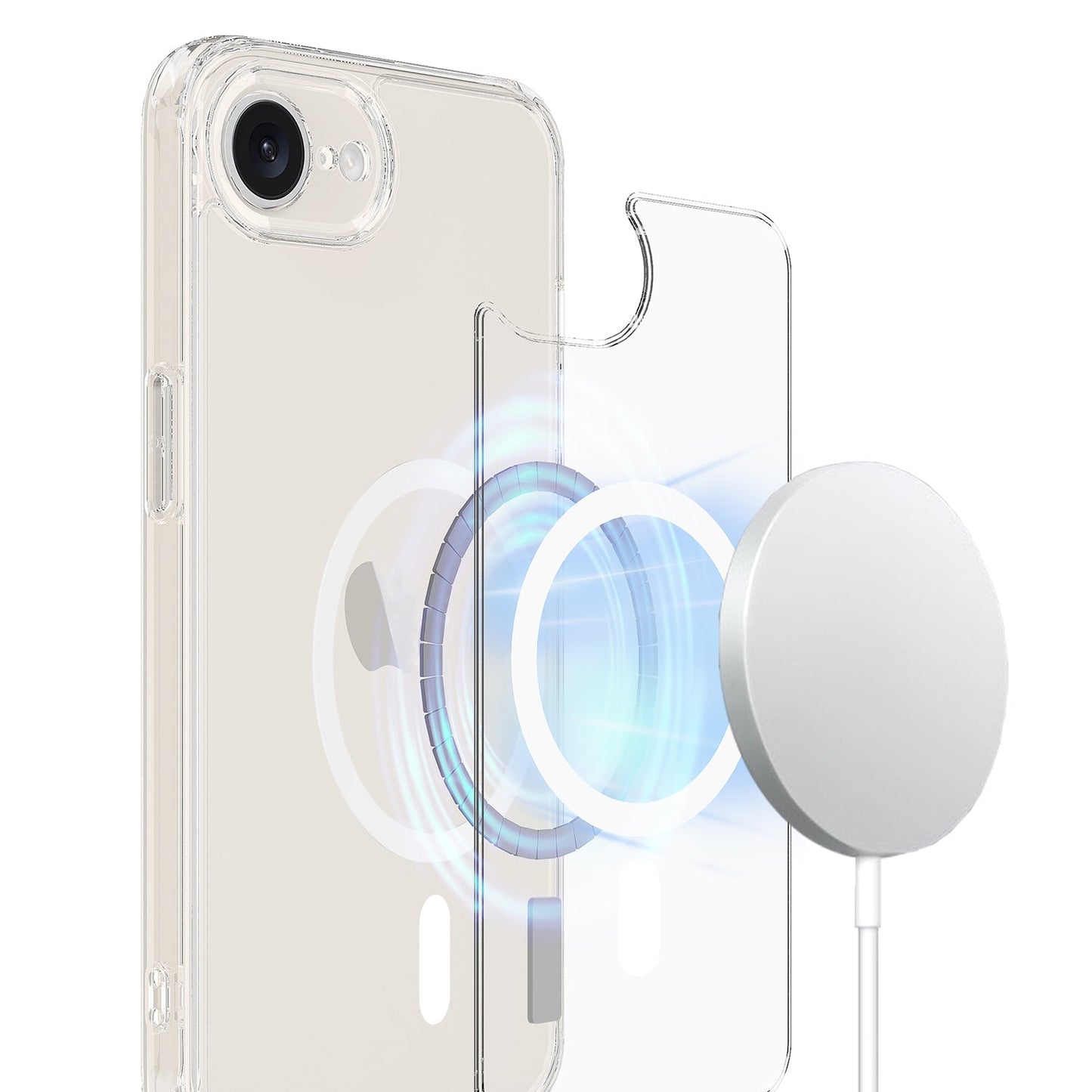 For iPhone 16e Magsafe Scratchproof Acrylic TPU Phone Case(Transparent)