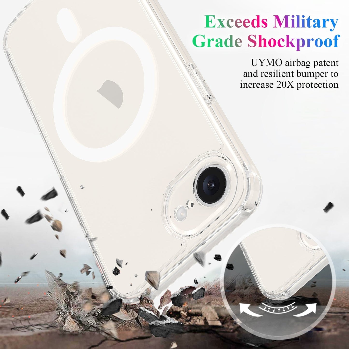 For iPhone 16e Magsafe Scratchproof Acrylic TPU Phone Case(Transparent)
