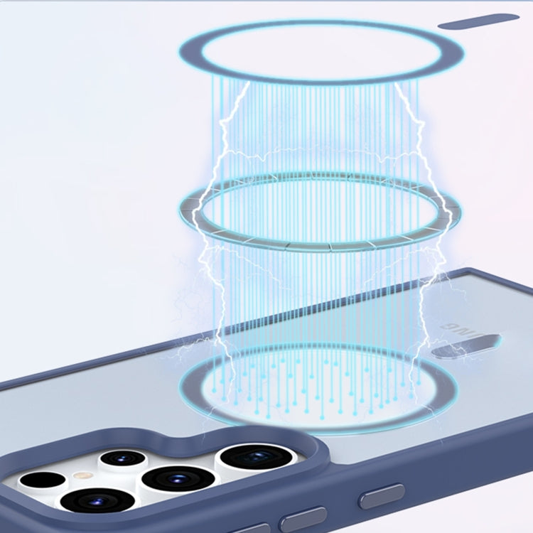 For Samsung Galaxy S24 5G Metal Button Skin Feel Matte MagSafe Shockproof Phone Case(Dark Blue)