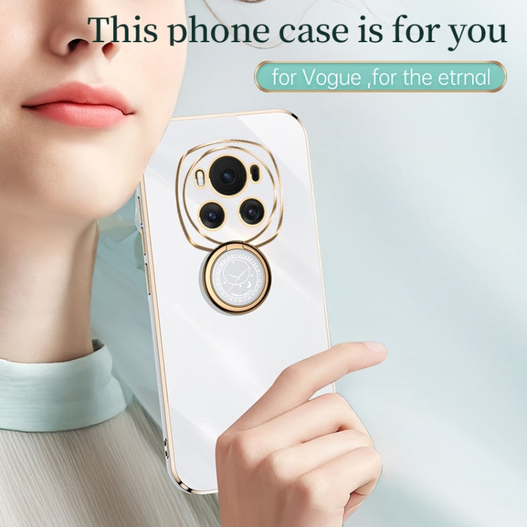 For Honor Magic6 5G XINLI Straight 6D Plating Gold Edge TPU Shockproof Case with Ring Holder(Celestial Blue)