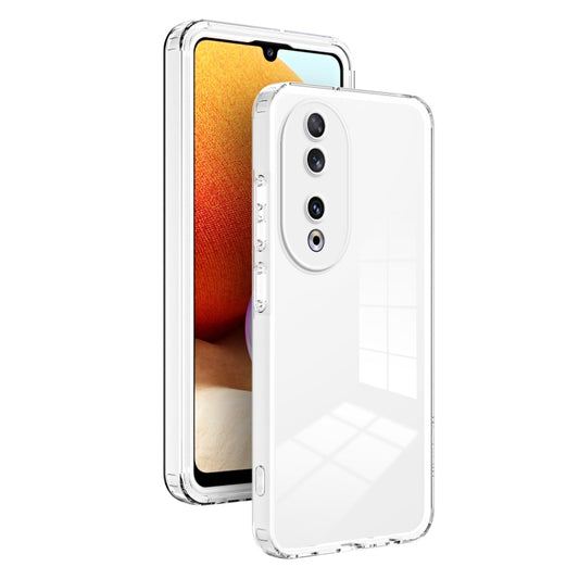 For Honor 90 3 in 1 Clear TPU Color PC Frame Phone Case(White)