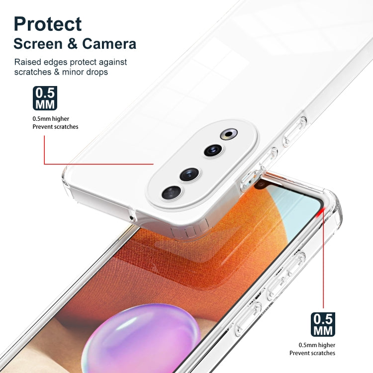 For Honor 90 3 in 1 Clear TPU Color PC Frame Phone Case(White)