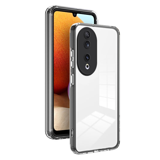 For Honor 90 3 in 1 Clear TPU Color PC Frame Phone Case(Black)