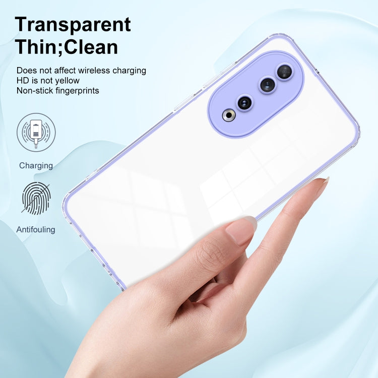 For Honor 90 3 in 1 Clear TPU Color PC Frame Phone Case(Purple)