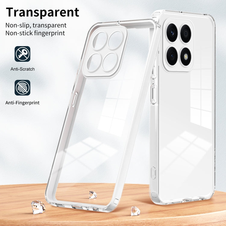For Honor X8b 3 in 1 Clear TPU Color PC Frame Phone Case(White)