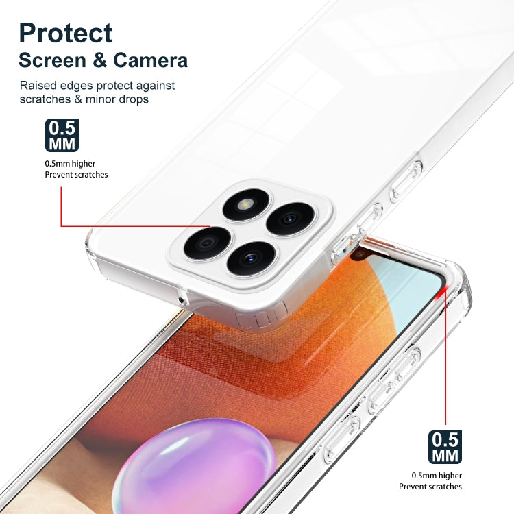 For Honor X8b 3 in 1 Clear TPU Color PC Frame Phone Case(White)