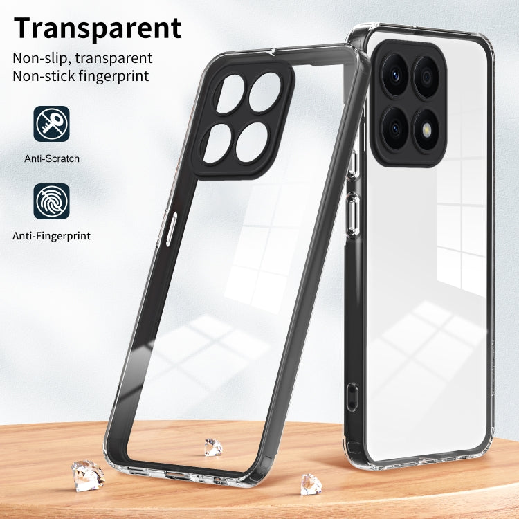 For Honor X8b 3 in 1 Clear TPU Color PC Frame Phone Case(Black)