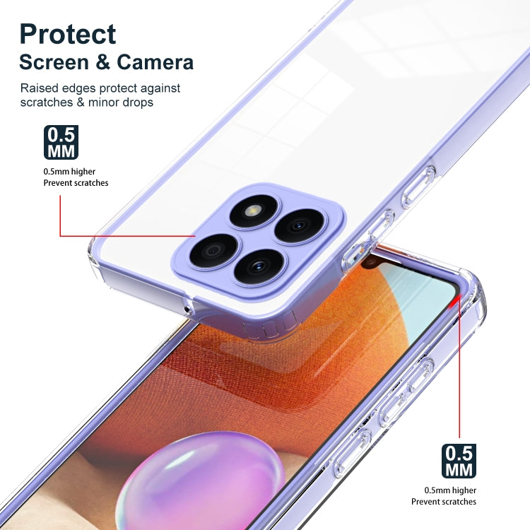 For Honor X8b 3 in 1 Clear TPU Color PC Frame Phone Case(Purple)