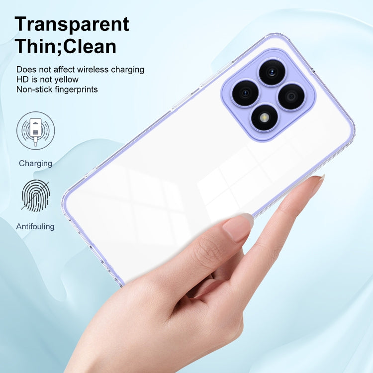 For Honor X8b 3 in 1 Clear TPU Color PC Frame Phone Case(Purple)
