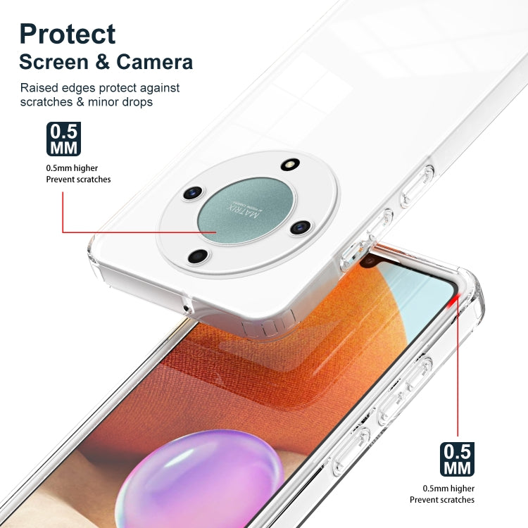For Honor X9a 3 in 1 Clear TPU Color PC Frame Phone Case(White)