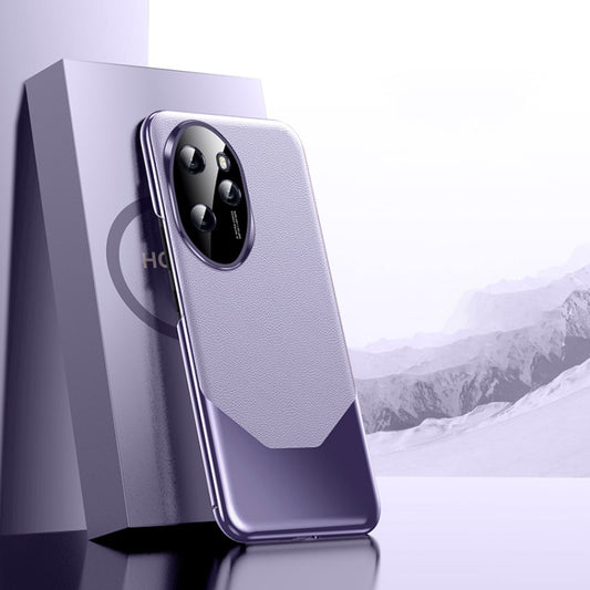 For Honor 100 Pro Electroplated Imitation Ultimate Design PC + Leather Phone Case(Purple)