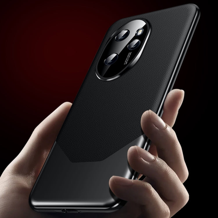 For Honor 100 Pro Electroplated Imitation Ultimate Design PC + Leather Phone Case(Black)