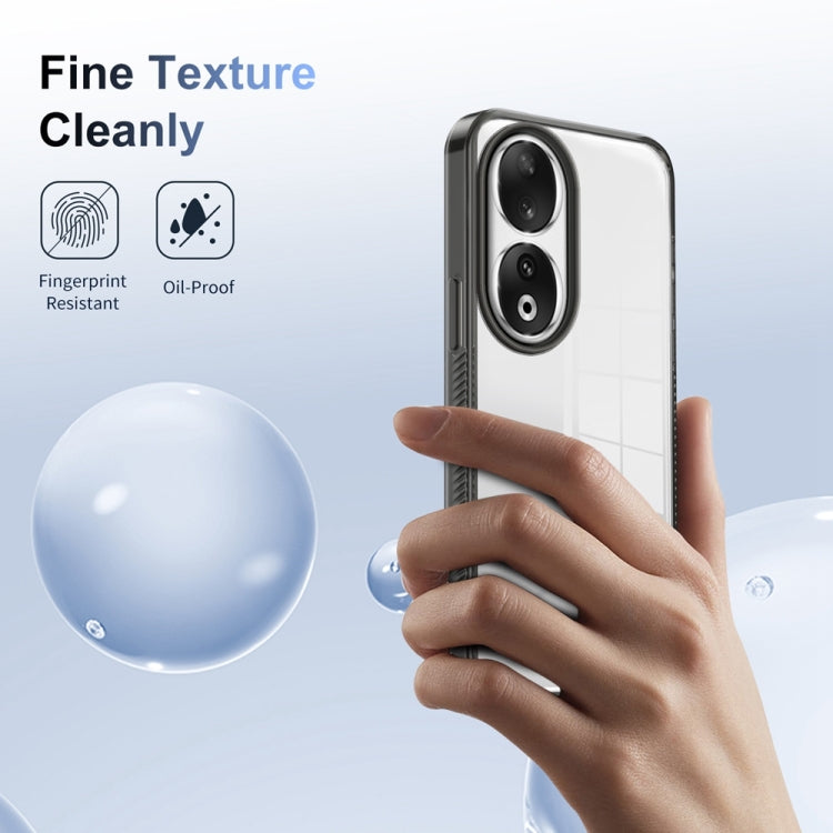 For Honor 90 2.5mm Anti-slip Clear Acrylic Hybrid TPU Phone Case(Black)