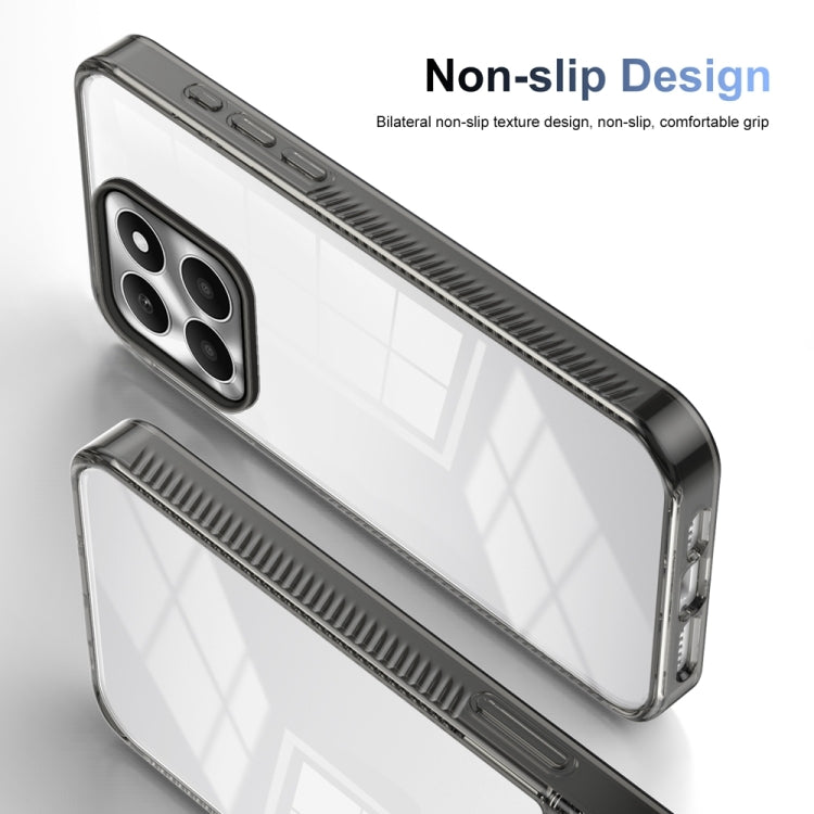 For Honor X6a 2.5mm Anti-slip Clear Acrylic Hybrid TPU Phone Case(Black)