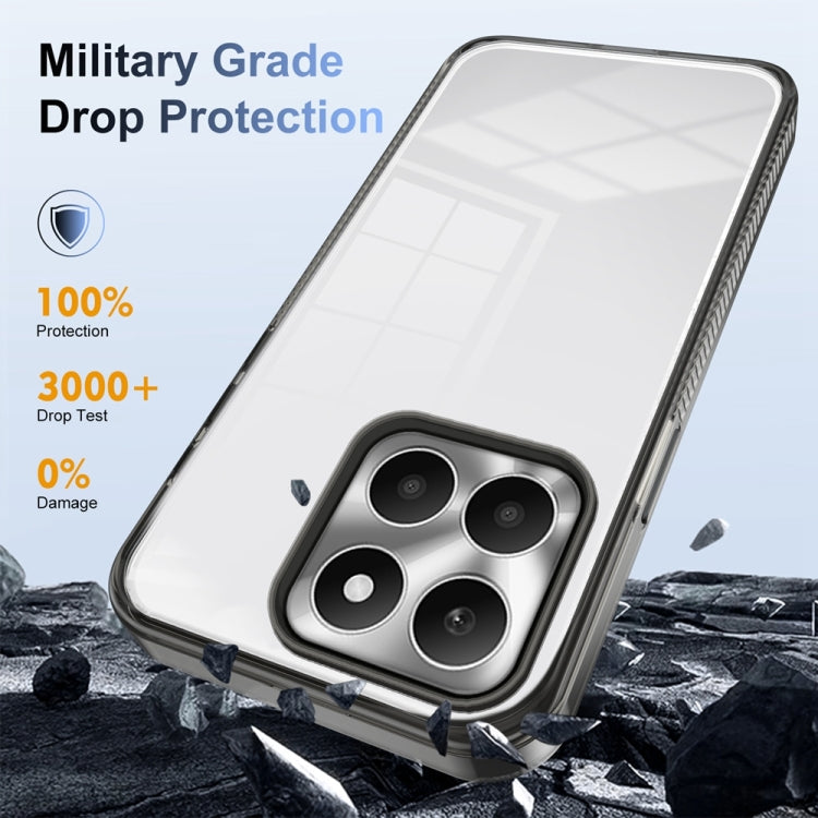 For Honor X6a 2.5mm Anti-slip Clear Acrylic Hybrid TPU Phone Case(Black)