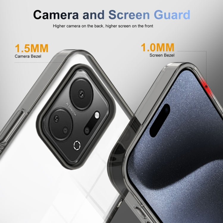 For Honor X7a 2.5mm Anti-slip Clear Acrylic Hybrid TPU Phone Case(Black)