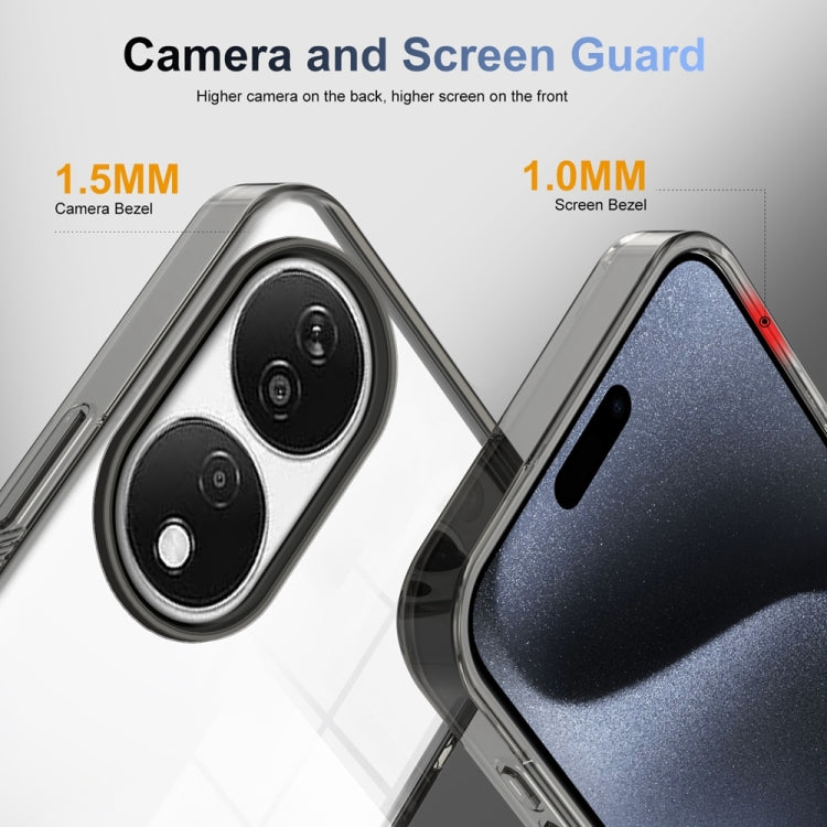 For Honor X7b 2.5mm Anti-slip Clear Acrylic Hybrid TPU Phone Case(Black)