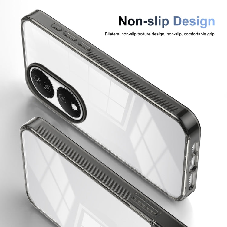 For Honor X7b 2.5mm Anti-slip Clear Acrylic Hybrid TPU Phone Case(Black)