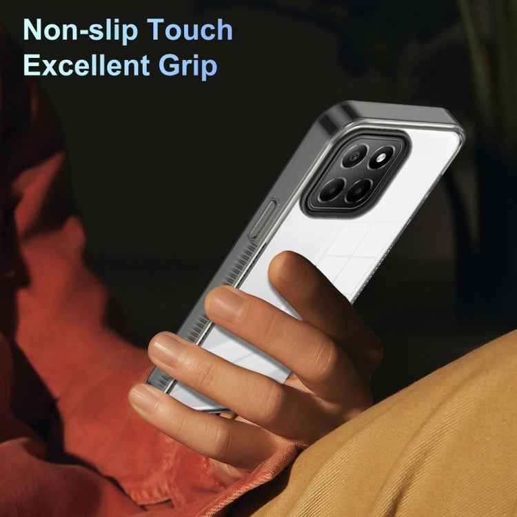 For Honor X8 5G 2.5mm Anti-slip Clear Acrylic Hybrid TPU Phone Case(Black)