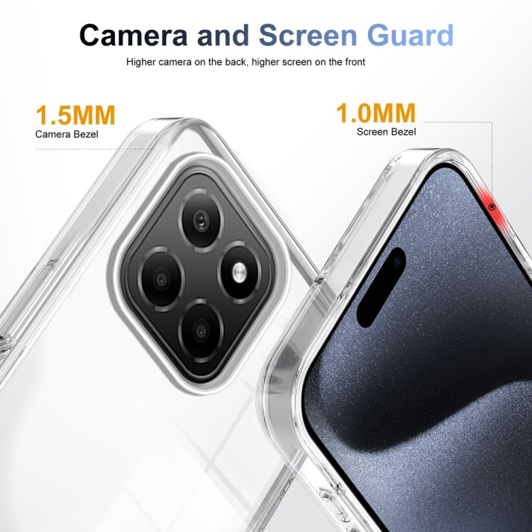 For Honor X8 5G 2.5mm Anti-slip Clear Acrylic Hybrid TPU Phone Case(Transparent)