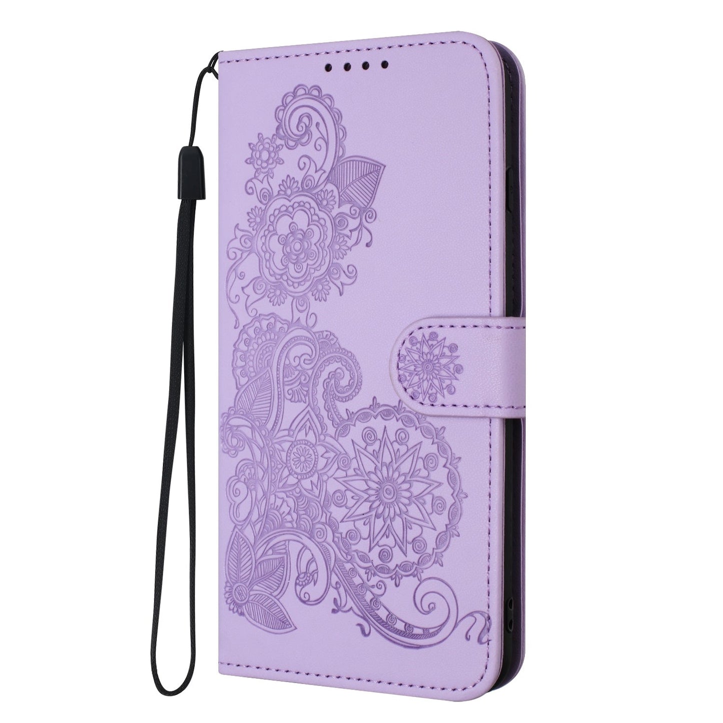 For iPhone 16e Datura Flower Embossed Flip Leather Phone Case(Purple)