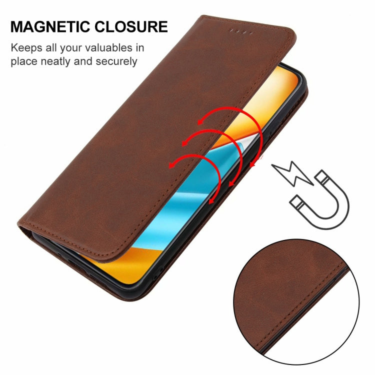 For Honor 90 GT Magnetic Closure Leather Phone Case(Brown)