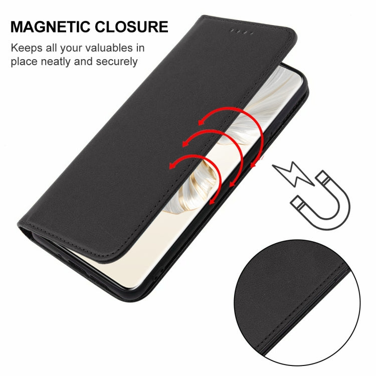 For Honor 100 Pro Magnetic Closure Leather Phone Case(Black)
