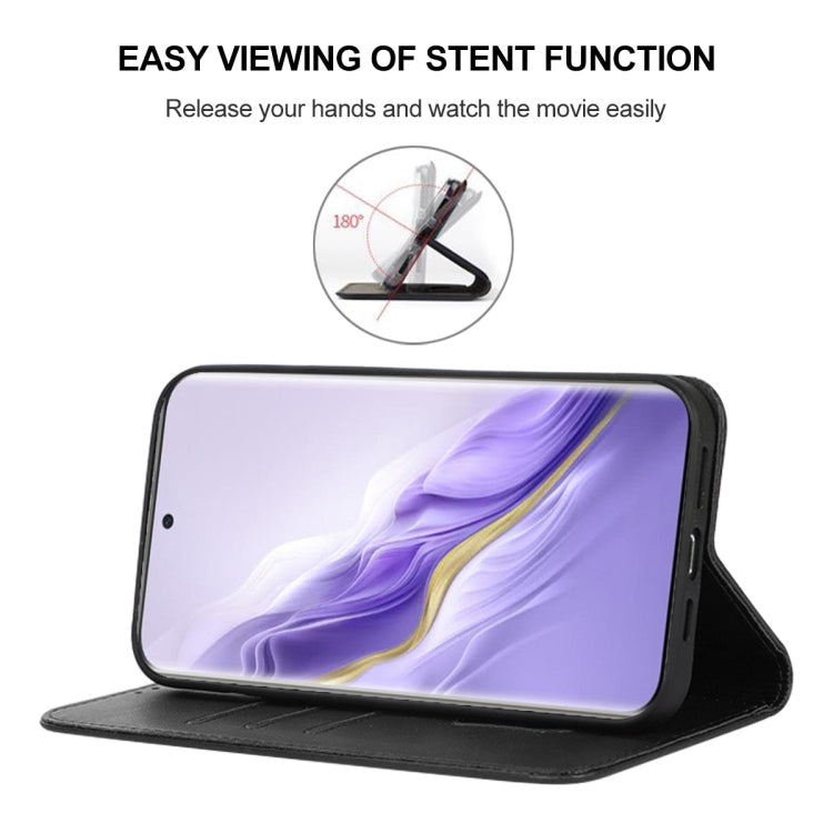 For Honor Magic6 Magnetic Closure Leather Phone Case(Black)