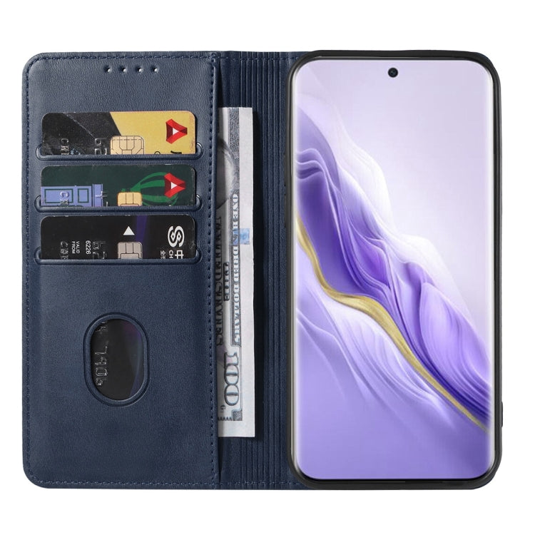 For Honor Magic6 Magnetic Closure Leather Phone Case(Blue)