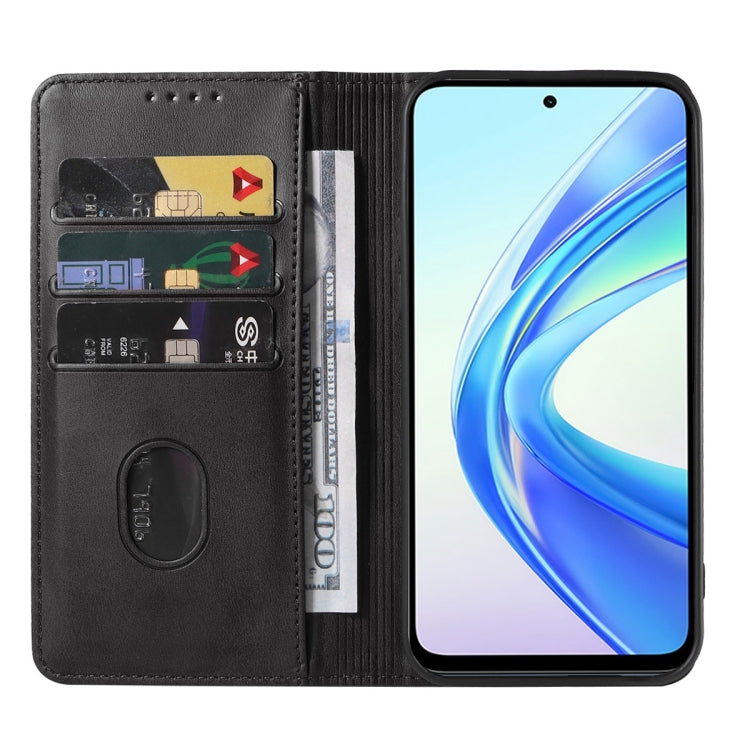 For Honor X7b Magnetic Closure Leather Phone Case(Black)