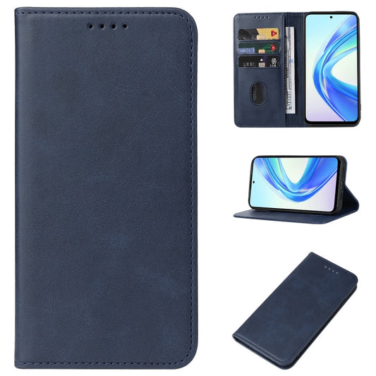 For Honor X7b Magnetic Closure Leather Phone Case(Blue)