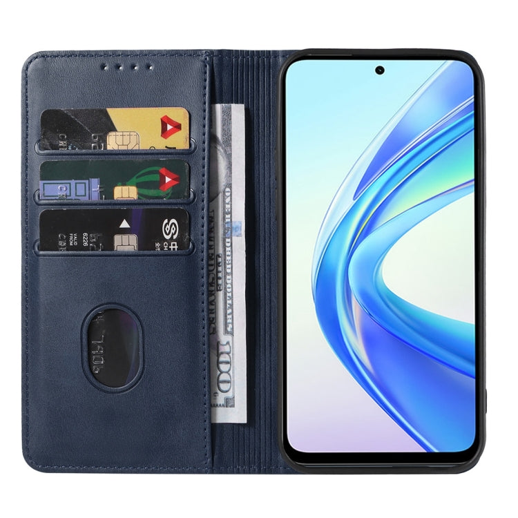 For Honor X7b Magnetic Closure Leather Phone Case(Blue)