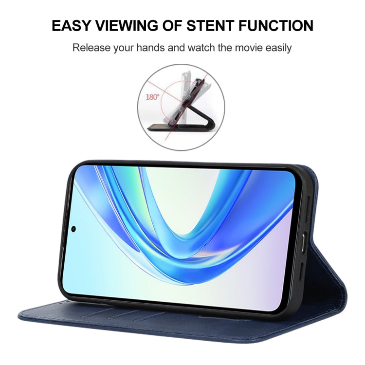 For Honor X7b Magnetic Closure Leather Phone Case(Blue)