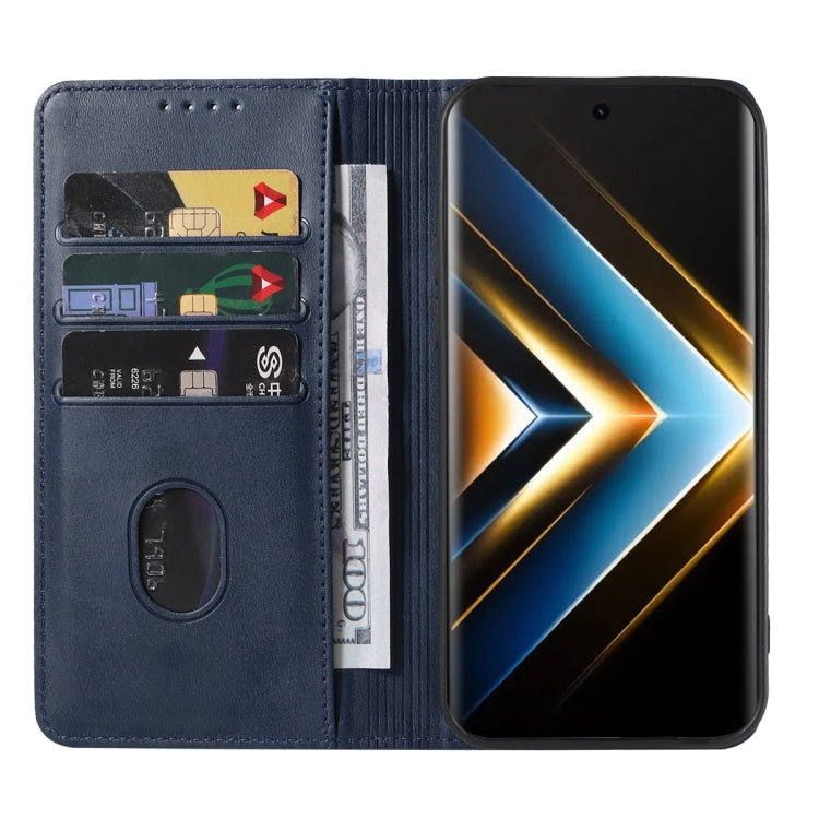 For Honor X50 GT Magnetic Closure Leather Phone Case(Blue)