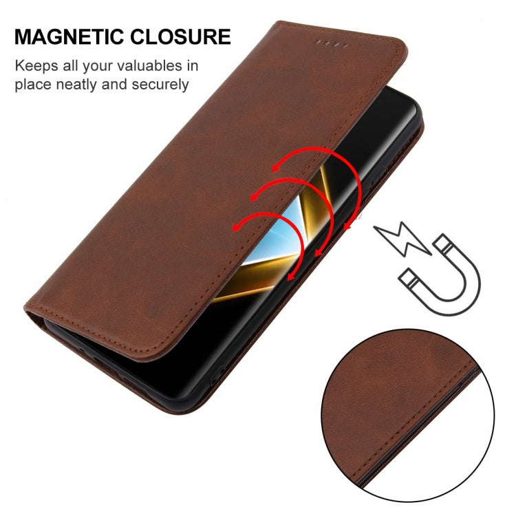For Honor X50 GT Magnetic Closure Leather Phone Case(Brown)