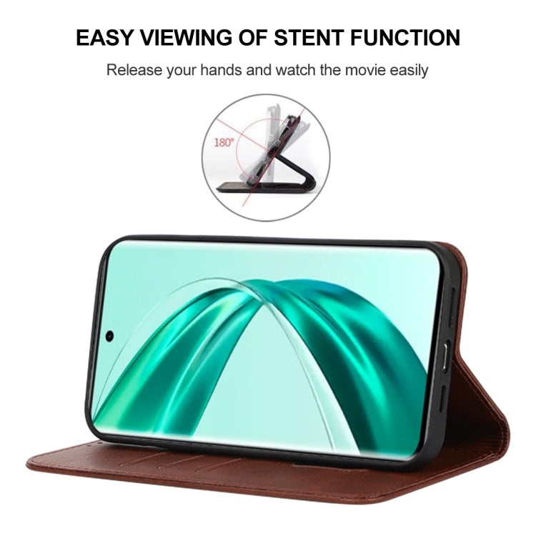 For Honor X50 Pro Magnetic Closure Leather Phone Case(Brown)