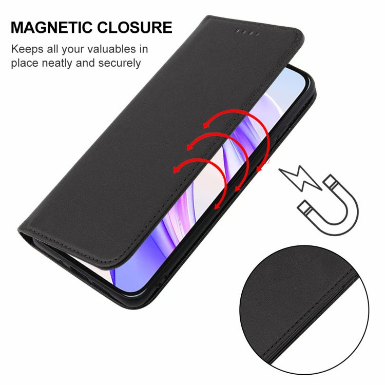 For Honor X50i+ Magnetic Closure Leather Phone Case(Black)