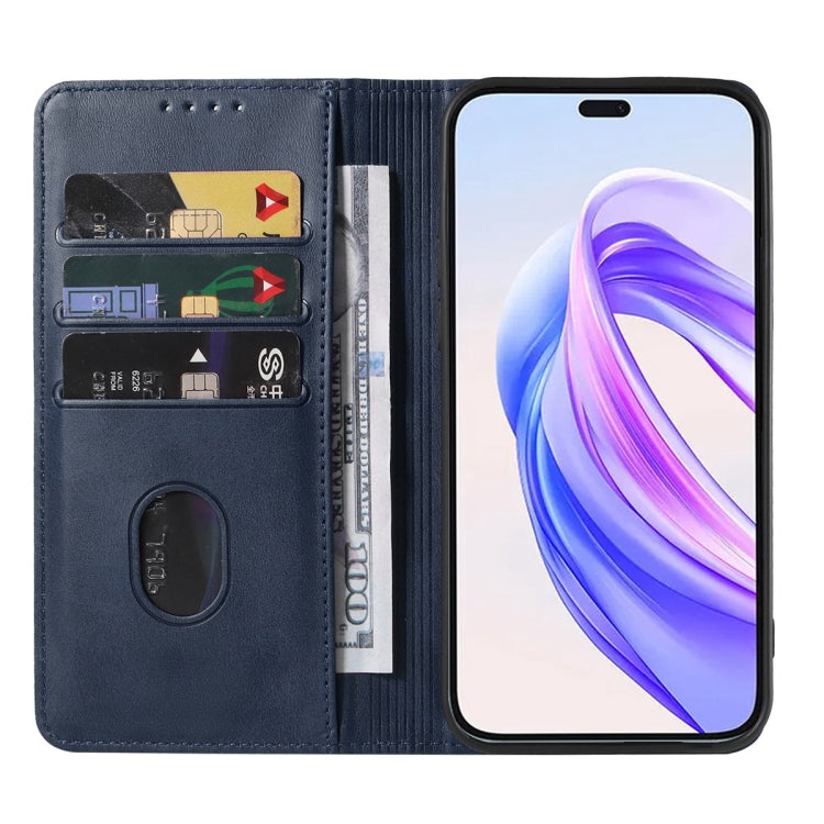 For Honor X50i+ Magnetic Closure Leather Phone Case(Blue)