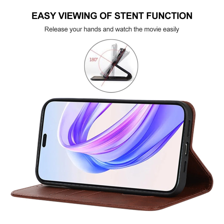 For Honor X50i+ Magnetic Closure Leather Phone Case(Brown)