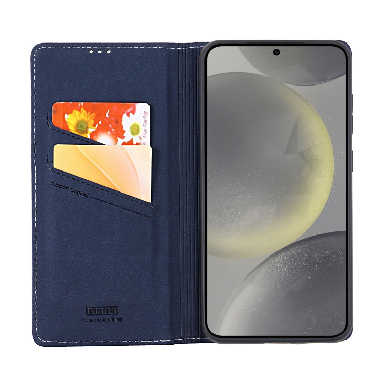 For Samsung Galaxy S24 5G GEBEI Top-grain Horizontal Flip Leather Phone Case(Blue)